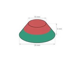Cone Neodymium Magnets D20xd10x8mm