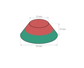 Cone Neodymium Magnets D25xd13x10mm