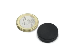 Rubber Coated Neodymium Disc Magnets Ø 22 mm, Thickness 6,4 mm, Holds Approx. 3.9 kg