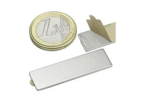 Neodymium Block Magnets With Adhesive Backing 40x12x1mm
