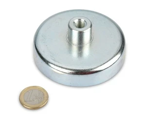 Internal Threaded Ferrite Pot Magnets With Threaded Bushing 80x18mm