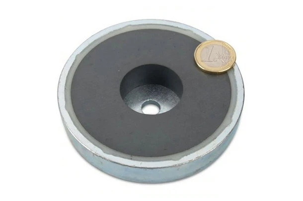 ferrite pot magnets with cylindrical hole 100x22mm