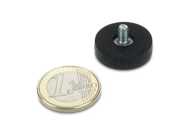 external threaded rubber coated base magnets 22mm