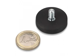 Rubber Coated Pot Magnets 31x6mm (With Thread M6x11, Hold 8kgs)