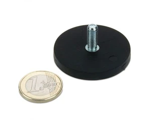 Rubber Coated Pot Magnets 43x6mm (With Thread M6x15, Hold 10kgs)