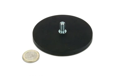Rubber Coated Pot Magnets 88x8.5mm (With Thread M8x15, Hold 55kgs）