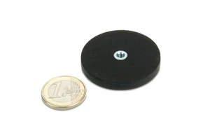 Rubber Coated Mounting Magnets 43x6mm Hold 10kgs