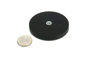 Rubber Coated Mounting Magnets 66x8mm Hold 22kgs