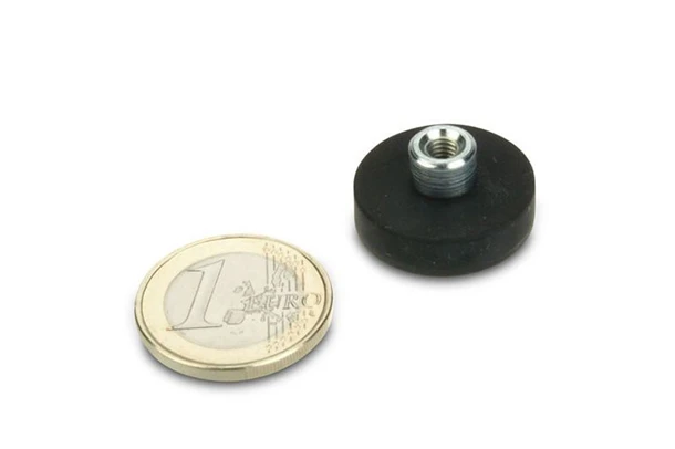 rubber coated base magnets with threaded bushing 22mm