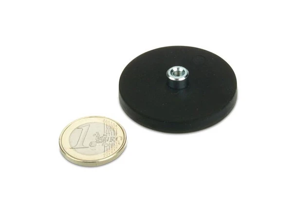 rubber coated base magnets with threaded bushing 43mm
