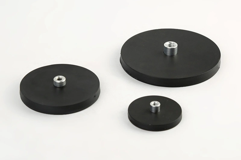 Rubber Coated Mounting Magnets With Threaded Bushing